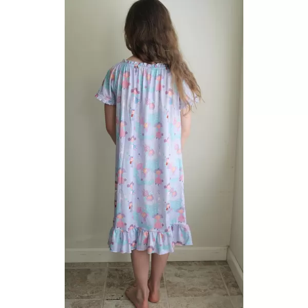 Arshiner Girls Nightgowns Sleepwear Short Sleeve Victorian Pajama Dress Soft Princess Sleepshirt for 3-12 Years Kids