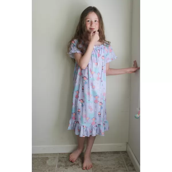 Arshiner Girls Nightgowns Sleepwear Short Sleeve Victorian Pajama Dress Soft Princess Sleepshirt for 3-12 Years Kids