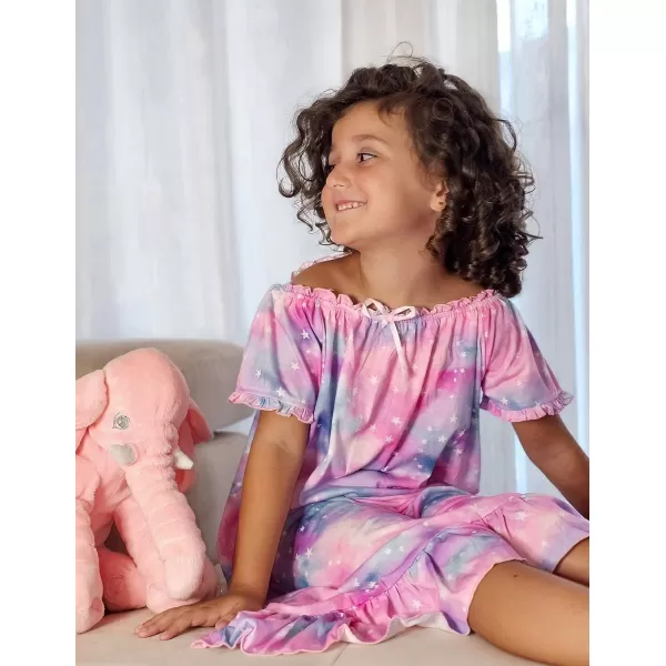 Arshiner Girls Nightgowns Sleepwear Short Sleeve Victorian Pajama Dress Soft Princess Sleepshirt for 3-12 Years Kids