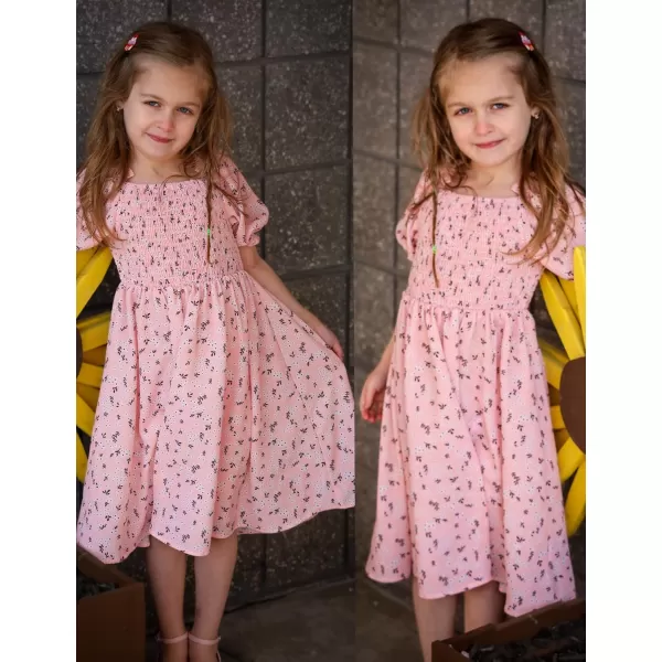 Arshiner Girls Summer Dress Short Puff Sleeve Floral Printed Casual Dresses for 4-13 Years