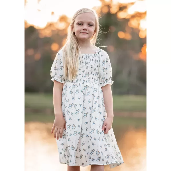 Arshiner Girls Summer Dress Short Puff Sleeve Floral Printed Casual Dresses for 4-13 Years