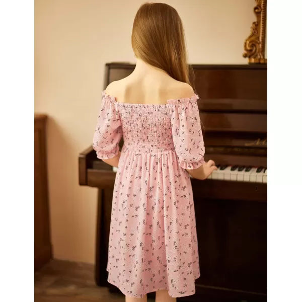Arshiner Girls Summer Dress Short Puff Sleeve Floral Printed Casual Dresses for 4-13 Years