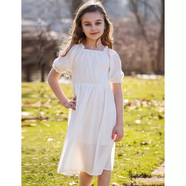 Arshiner Girls Summer Dress Short Puff Sleeve Floral Printed Casual Dresses for 4-13 Years
