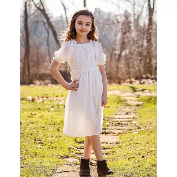Arshiner Girls Summer Dress Short Puff Sleeve Floral Printed Casual Dresses for 4-13 Years