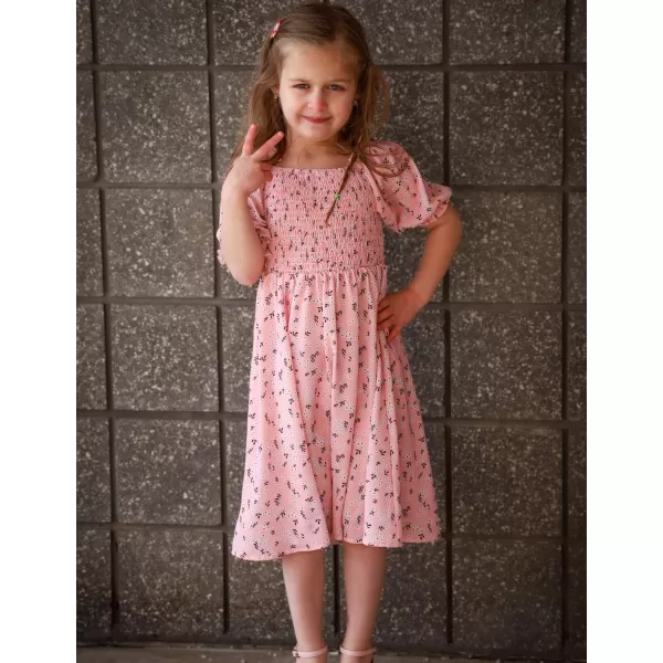Arshiner Girls Summer Dress Short Puff Sleeve Floral Printed Casual Dresses for 4-13 Years