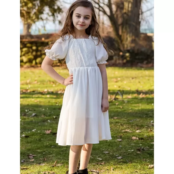 Arshiner Girls Summer Dress Short Puff Sleeve Floral Printed Casual Dresses for 4-13 Years