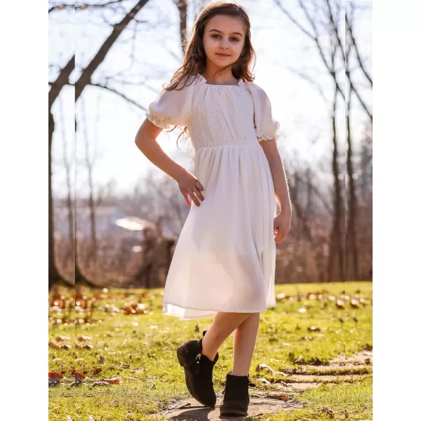 Arshiner Girls Summer Dress Short Puff Sleeve Floral Printed Casual Dresses for 4-13 Years