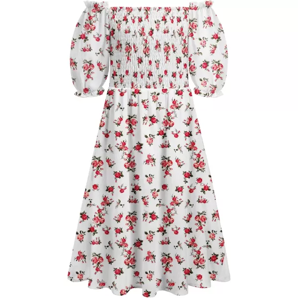 Arshiner Girls Summer Dress Short Puff Sleeve Floral Printed Casual Dresses for 4-13 Years