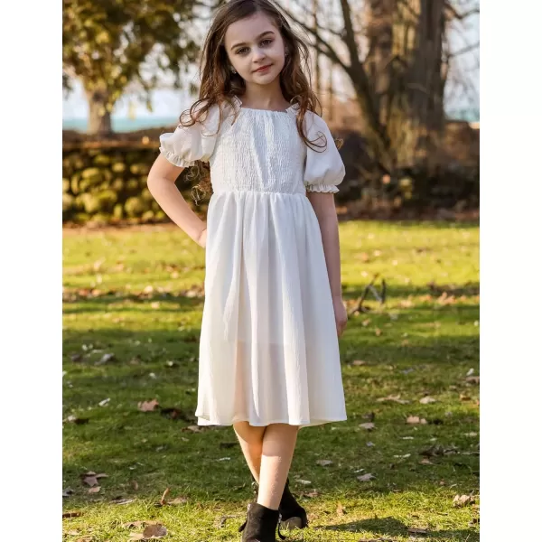 Arshiner Girls Summer Dress Short Puff Sleeve Floral Printed Casual Dresses for 4-13 Years