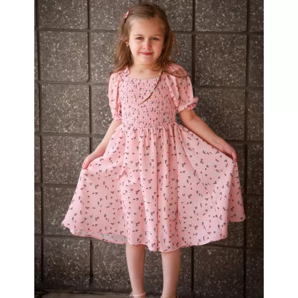 Arshiner Girls Summer Dress Short Puff Sleeve Floral Printed Casual Dresses for 4-13 Years