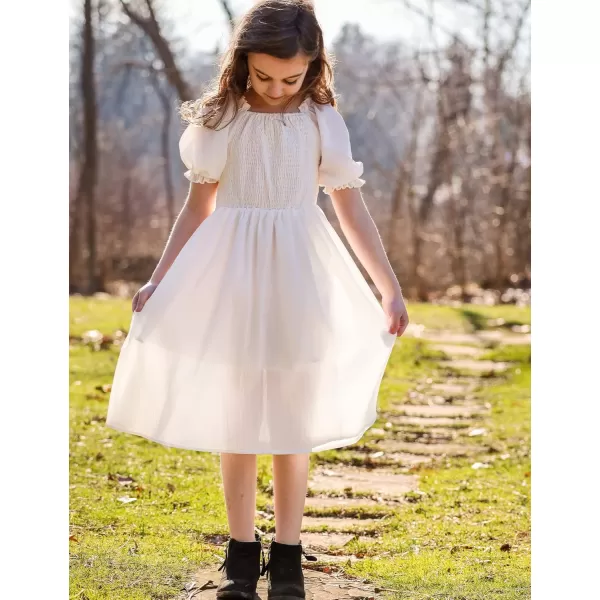 Arshiner Girls Summer Dress Short Puff Sleeve Floral Printed Casual Dresses for 4-13 Years