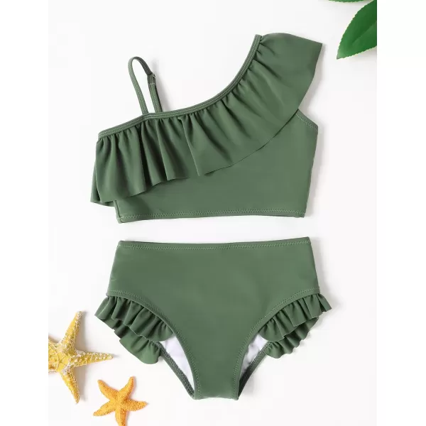 Arshiner Girls Swimsuit Ruffles Flounce Printed Two Pieces Bikini Set Swimwear Bathing Suits