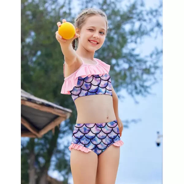 Arshiner Girls Swimsuit Ruffles Flounce Printed Two Pieces Bikini Set Swimwear Bathing Suits