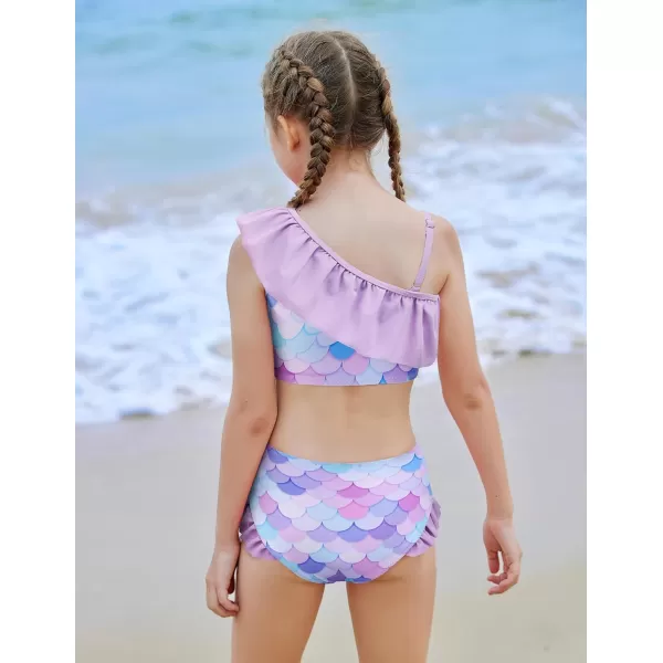 Arshiner Girls Swimsuit Ruffles Flounce Printed Two Pieces Bikini Set Swimwear Bathing Suits