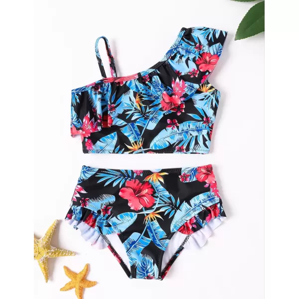 Arshiner Girls Swimsuit Ruffles Flounce Printed Two Pieces Bikini Set Swimwear Bathing Suits