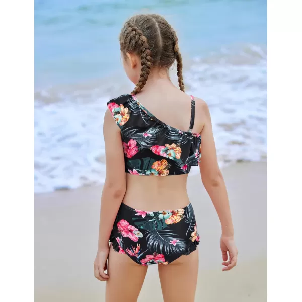Arshiner Girls Swimsuit Ruffles Flounce Printed Two Pieces Bikini Set Swimwear Bathing Suits