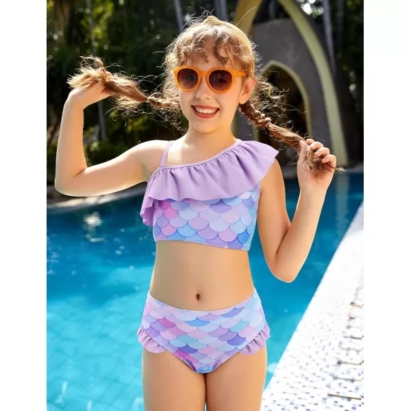 Arshiner Girls Swimsuit Ruffles Flounce Printed Two Pieces Bikini Set Swimwear Bathing Suits