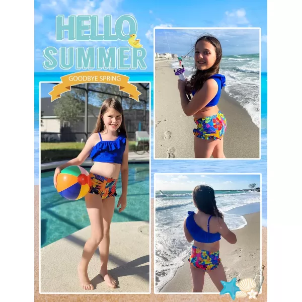 Arshiner Girls Swimsuit Ruffles Flounce Printed Two Pieces Bikini Set Swimwear Bathing Suits