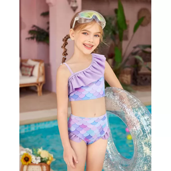 Arshiner Girls Swimsuit Ruffles Flounce Printed Two Pieces Bikini Set Swimwear Bathing Suits