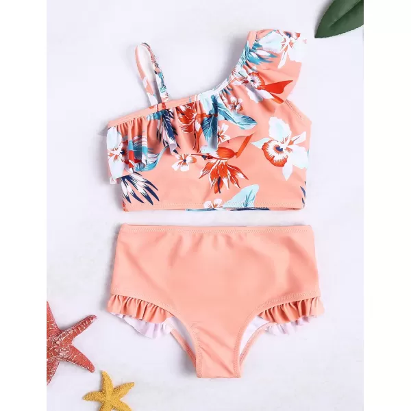 Arshiner Girls Swimsuit Ruffles Flounce Printed Two Pieces Bikini Set Swimwear Bathing Suits