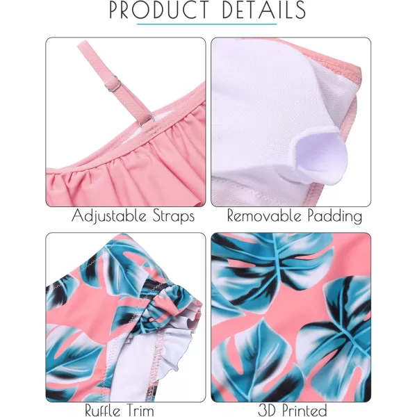 Arshiner Girls Swimsuit Ruffles Flounce Printed Two Pieces Bikini Set Swimwear Bathing Suits