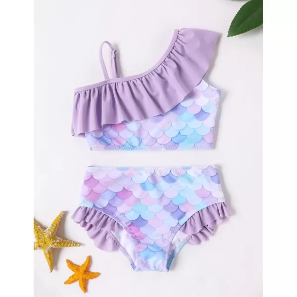 Arshiner Girls Swimsuit Ruffles Flounce Printed Two Pieces Bikini Set Swimwear Bathing Suits