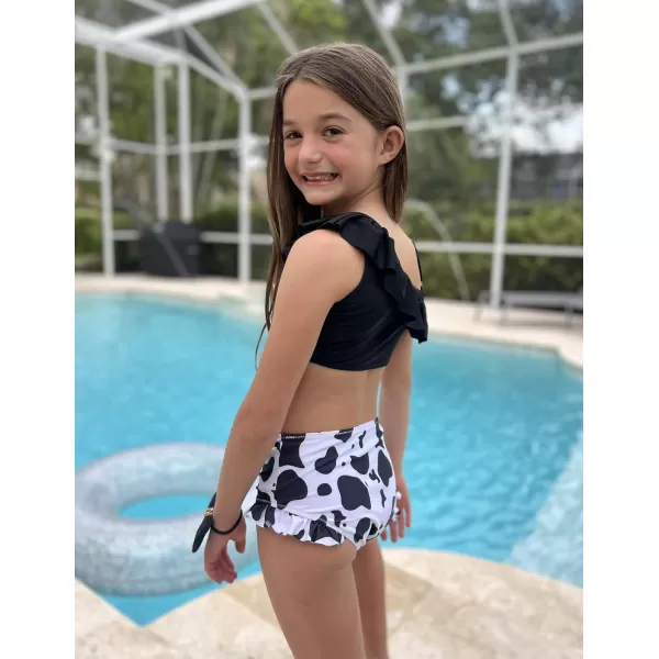 Arshiner Girls Swimsuit Ruffles Flounce Printed Two Pieces Bikini Set Swimwear Bathing Suits