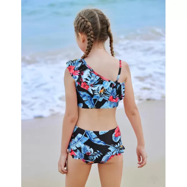 Arshiner Girls Swimsuit Ruffles Flounce Printed Two Pieces Bikini Set Swimwear Bathing Suits