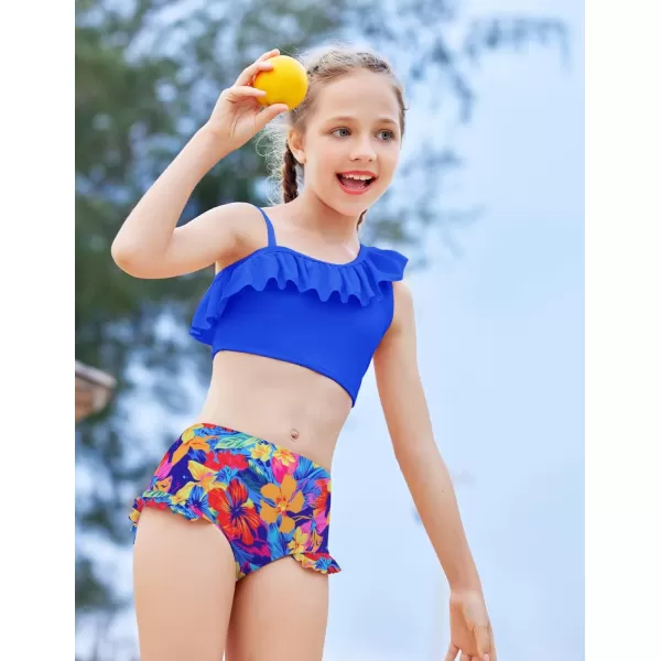 Arshiner Girls Swimsuit Ruffles Flounce Printed Two Pieces Bikini Set Swimwear Bathing Suits