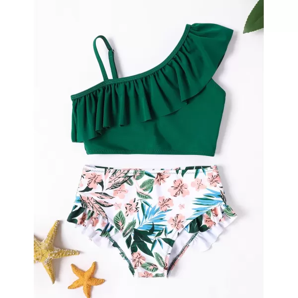 Arshiner Girls Swimsuit Ruffles Flounce Printed Two Pieces Bikini Set Swimwear Bathing Suits