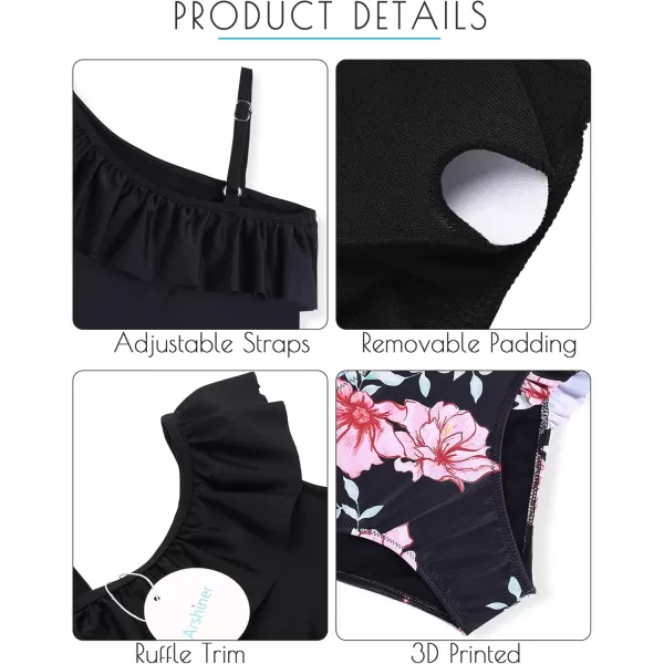 Arshiner Girls Swimsuit Ruffles Flounce Printed Two Pieces Bikini Set Swimwear Bathing Suits