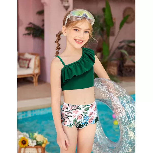 Arshiner Girls Swimsuit Ruffles Flounce Printed Two Pieces Bikini Set Swimwear Bathing Suits