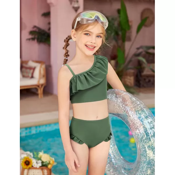 Arshiner Girls Swimsuit Ruffles Flounce Printed Two Pieces Bikini Set Swimwear Bathing Suits
