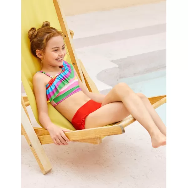 Arshiner Girls Swimsuit Ruffles Flounce Printed Two Pieces Bikini Set Swimwear Bathing Suits