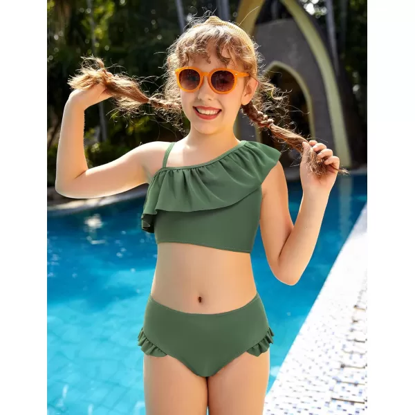 Arshiner Girls Swimsuit Ruffles Flounce Printed Two Pieces Bikini Set Swimwear Bathing Suits