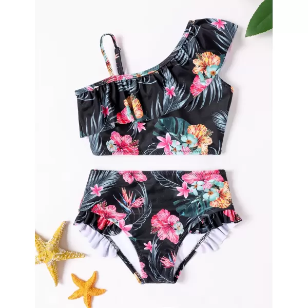 Arshiner Girls Swimsuit Ruffles Flounce Printed Two Pieces Bikini Set Swimwear Bathing Suits