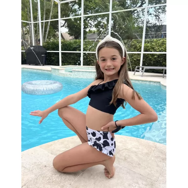 Arshiner Girls Swimsuit Ruffles Flounce Printed Two Pieces Bikini Set Swimwear Bathing Suits