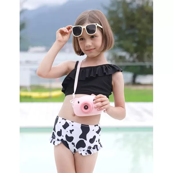 Arshiner Girls Swimsuit Ruffles Flounce Printed Two Pieces Bikini Set Swimwear Bathing Suits