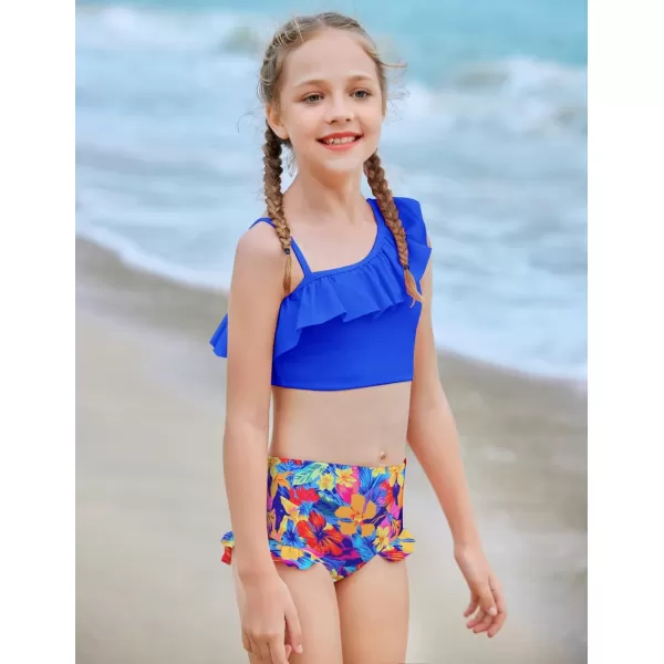 Arshiner Girls Swimsuit Ruffles Flounce Printed Two Pieces Bikini Set Swimwear Bathing Suits