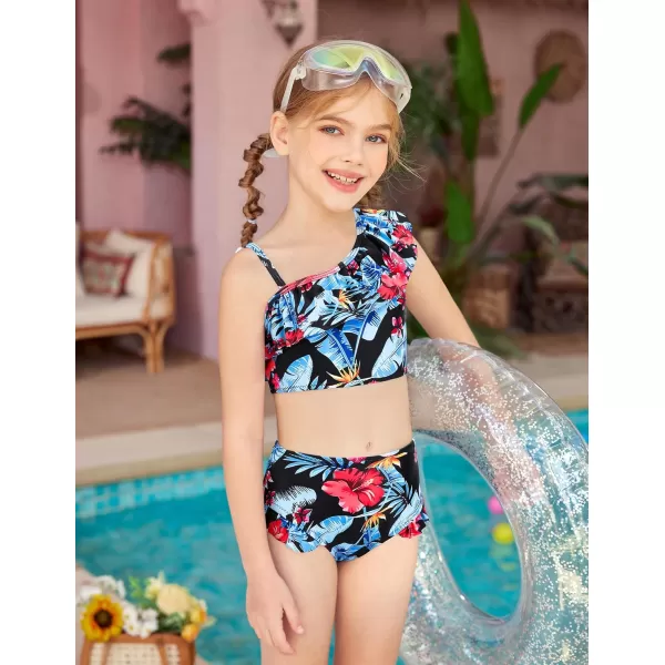 Arshiner Girls Swimsuit Ruffles Flounce Printed Two Pieces Bikini Set Swimwear Bathing Suits