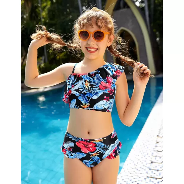 Arshiner Girls Swimsuit Ruffles Flounce Printed Two Pieces Bikini Set Swimwear Bathing Suits