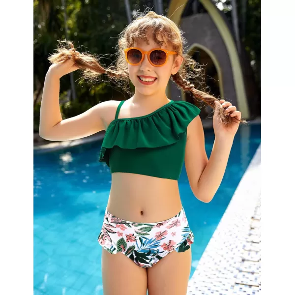 Arshiner Girls Swimsuit Ruffles Flounce Printed Two Pieces Bikini Set Swimwear Bathing Suits