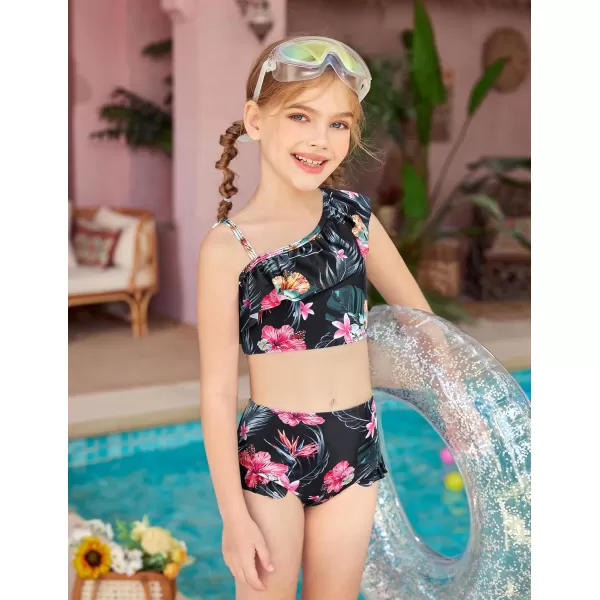 Arshiner Girls Swimsuit Ruffles Flounce Printed Two Pieces Bikini Set Swimwear Bathing Suits