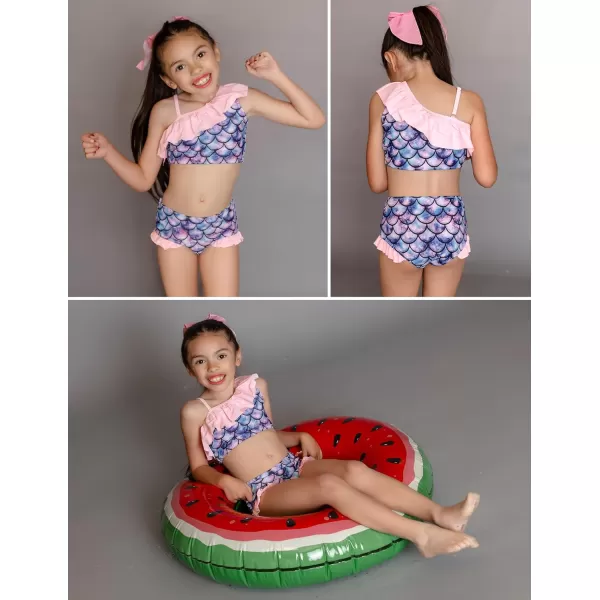 Arshiner Girls Swimsuit Ruffles Flounce Printed Two Pieces Bikini Set Swimwear Bathing Suits