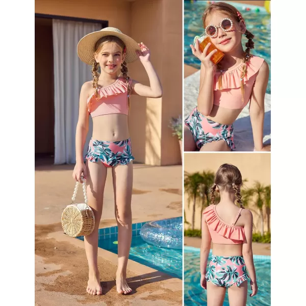Arshiner Girls Swimsuit Ruffles Flounce Printed Two Pieces Bikini Set Swimwear Bathing Suits