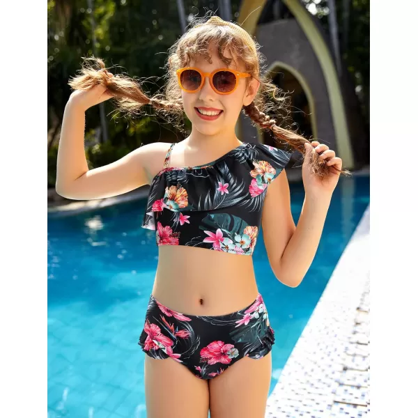 Arshiner Girls Swimsuit Ruffles Flounce Printed Two Pieces Bikini Set Swimwear Bathing Suits