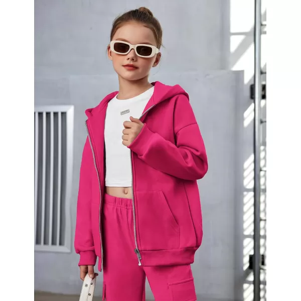Arshiner Girls Zip Up Hoodies Teen Fleece Full-Zip Sweatshirts Jacket Casual Fall Hoodie with Pocket