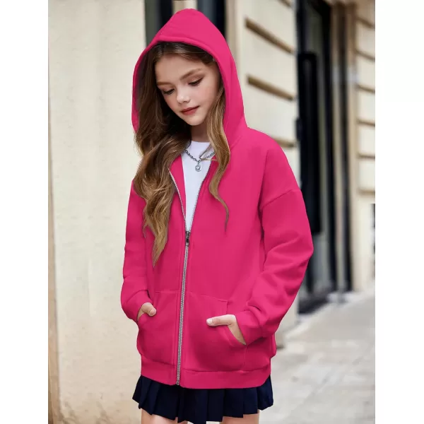 Arshiner Girls Zip Up Hoodies Teen Fleece Full-Zip Sweatshirts Jacket Casual Fall Hoodie with Pocket