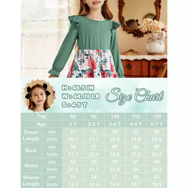 Arshiner Toddler Girls Dress Ruffle Long Sleeve Casual Tiered Swing Dresses with Pockets