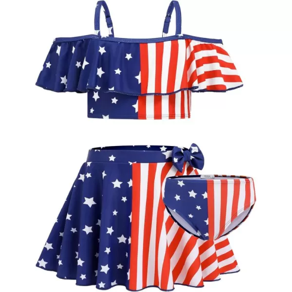 Arshiner 3 Piece Tween Girls Swimsuit Ruffle Sleeve Athletic Tankini Sport Swimwear with Swimming Skirt